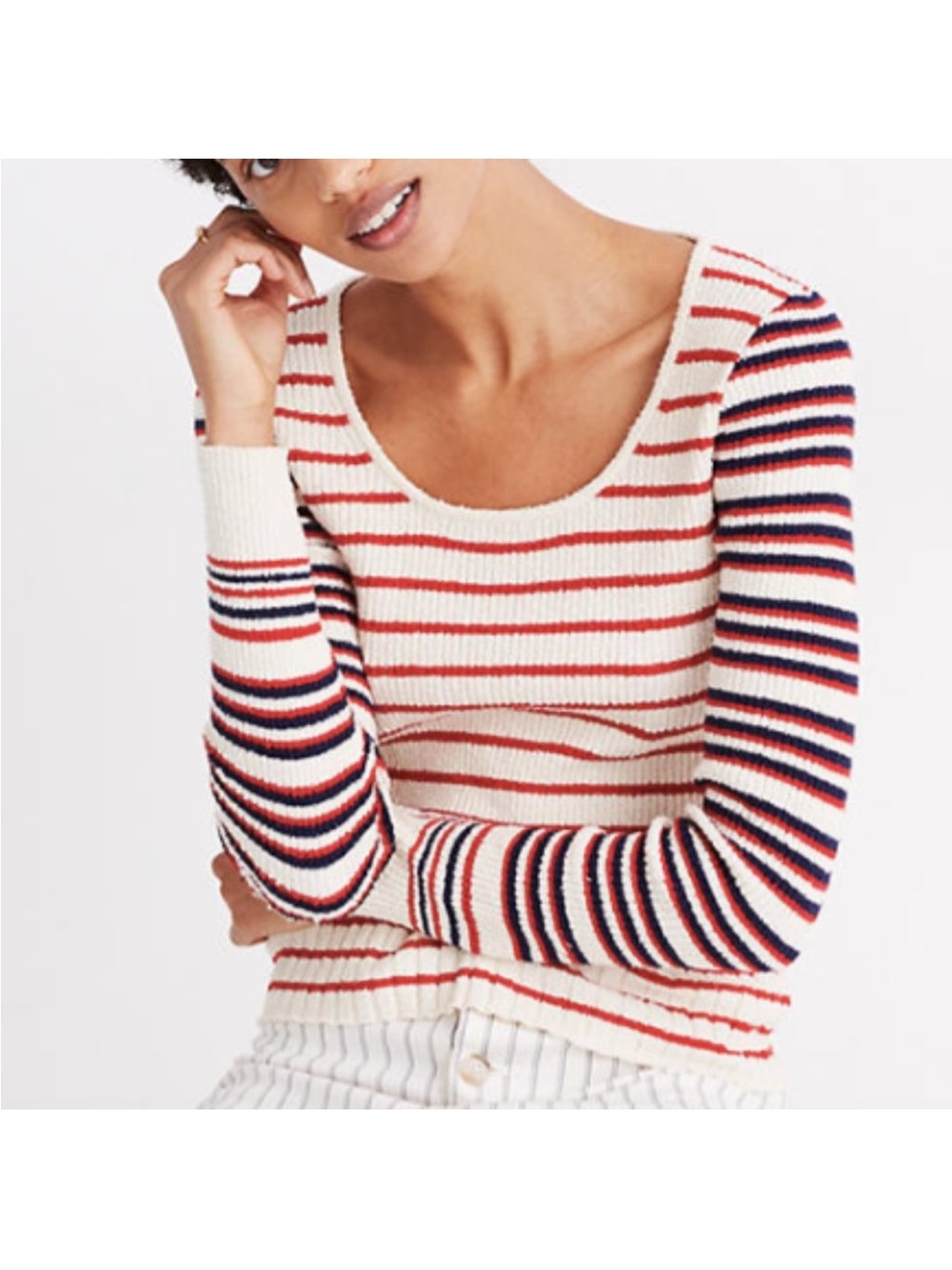 Madewell Stillman Pullover Sweater in stripe mix size Large
